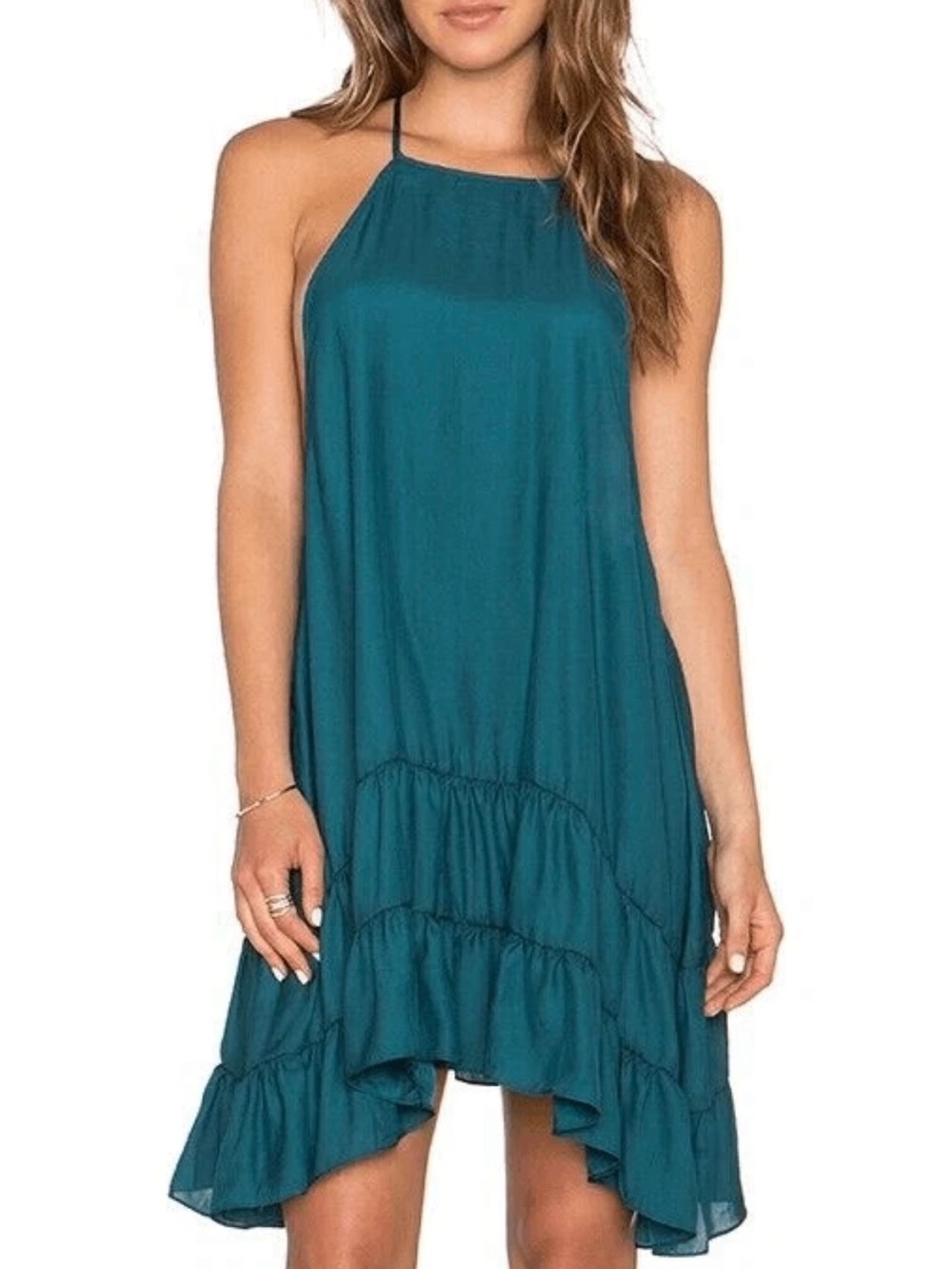 Intimately Free People Raven Green Lightweight Ruffle Slip Dress